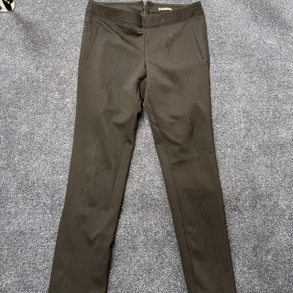 Express Dress Pants Womens 6 Black Knit Skinny Ankle Zip Stretch Work Office